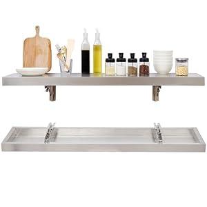 SWOTCATER Concession Folding Shelf 36" x 12", Stainless Steel Drop Down Folding Serving Food Shelf, Wall Mount Shelving for Concession Windows