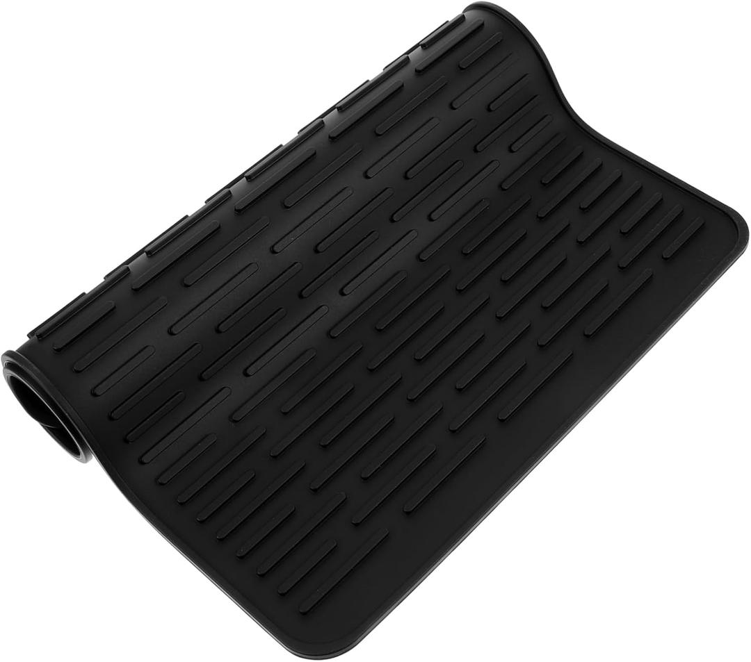 Silicone Dish Drying Mat Non-slip Kitchen Counter Protector Heat Resistant Flexible Silicone Dish Mat for Quick Drying and Absorbent Use under Sink Dining Table