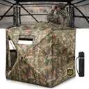 HUNTSEN Hunting Blind 270 Degree See Through Ground Blind - 2-3 & 3-4 Person Pop Up Deer Blind for Hunting with Carrying Bag - 300D Reinforced Portable Durable Blind for Turkey and Deer