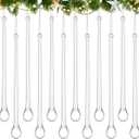 24 Pcs Glass Icicles Christmas Ornaments 9.45'' x 0.98'' Extra Long Clear Teardrop Christmas Chandelier Decorations Crystal Hanging Ornaments Glass Raindrops for Xmas Tree Decor Party
