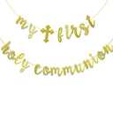 My First Holy Communion Banner, First Holy Communion Decorations (Gold)