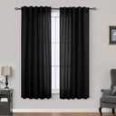 Mrs.Naturall Black 36x54 Inches Long Back Tab Linen Blend Sheer Curtains