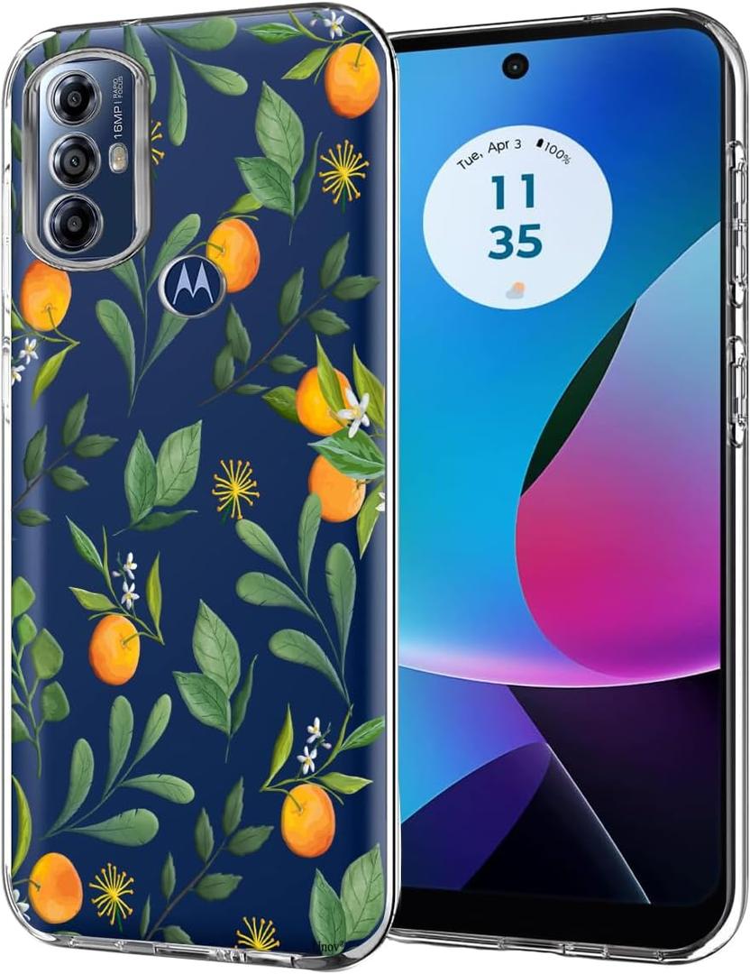 Unov Case for Moto g Play 2023/g Power 2022/g Pure 2021, Crystal Clear with [Anti-Slip Embossed Pattern], Shockproof Slim Protective [Anti-Yellowing TPU] Back Cover, Citrus Flavors
