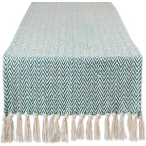 DII Woven Basic Tabletop Collection Chevron Table Runner, 15x72, Teal