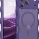 BENTOBEN Magnetic for iPhone 17 Pro Max Case, Cute Wavy [Full Camera Protection][Compatible with MagSafe] Matte Anti-Slip Bumper Women Men Boys Protective Cover for 17 ProMax 6.9",Deep Purple