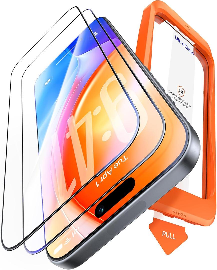 UltraGlass 9H+ Glass for iPhone 13 Pro Max Screen Protector (Military Grade Shatterproof & Longest Durable) Screen Protector 13 ProMax Tempered Glass, 2 Pack