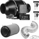 iPower 4 Inch Inline Duct Ventilation Smart Fan (Support Alexa) for Grow Tent, Black