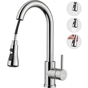 Kitchen Faucet with Pull Down SprayerBrushed Nickel Kitchen Sink Faucet with 3 Modes304 Stainless Steel Faucet for Kitchen Sink RV Laundry Farmhouse Bar