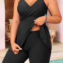 Aqua Eve Plus Size Tankini with Shorts - Two Piece Swimsuit Tummy Control Bathing Suit Flowy Swimwear 2026 (Black), Size 20W 