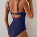 One Piece Swimsuit for Women Tummy Control Ruched Bathing Suit V Neck Cutout Slimming Swimwear (X-Large)