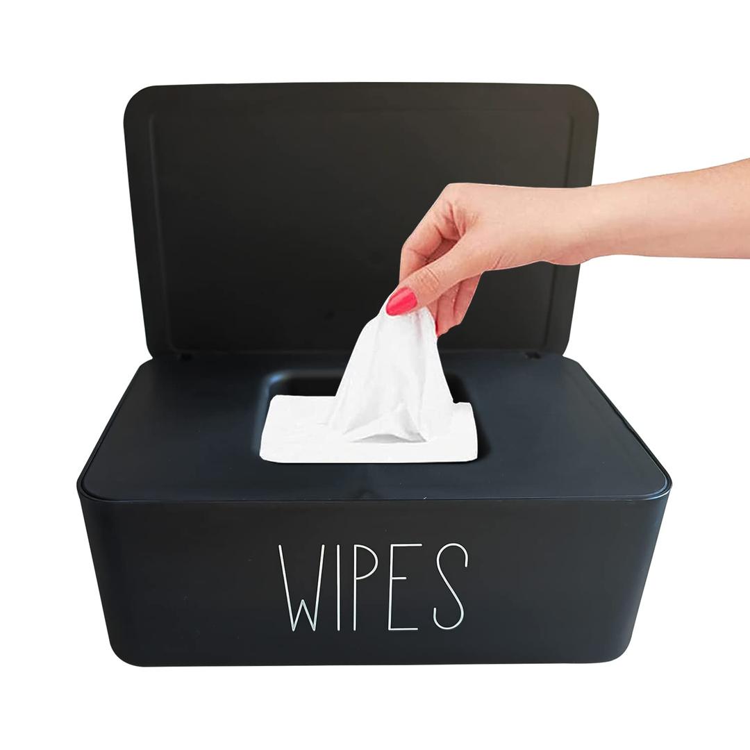 Moorfowl Baby Wipes Dispenser Bathroom Decor,7.28" L * 4.80" W * 2.75" H, Refillable Flushable Wipes Container Holder Baby Registry Essential