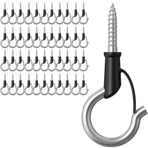 44-Pack 304Stainless Steel Q-Hanger Hook, Indoor and Outdoor Hooks Home Christmas Lights Hanger Hooks with Screw for Garage New Year Party Outdoor Easy Release Wire and Fairy Led Lights