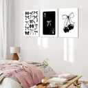 Kyiyhzp 3Pcs Fashion Black White Bow Canvas Wall Art Funky Aesthetic Cherry Poker Picture Painting Trendy Preppy Aesthetic Wall Decor Artwork for Girl Room Dorm Apartment Bedroom Decorations 16x24in
