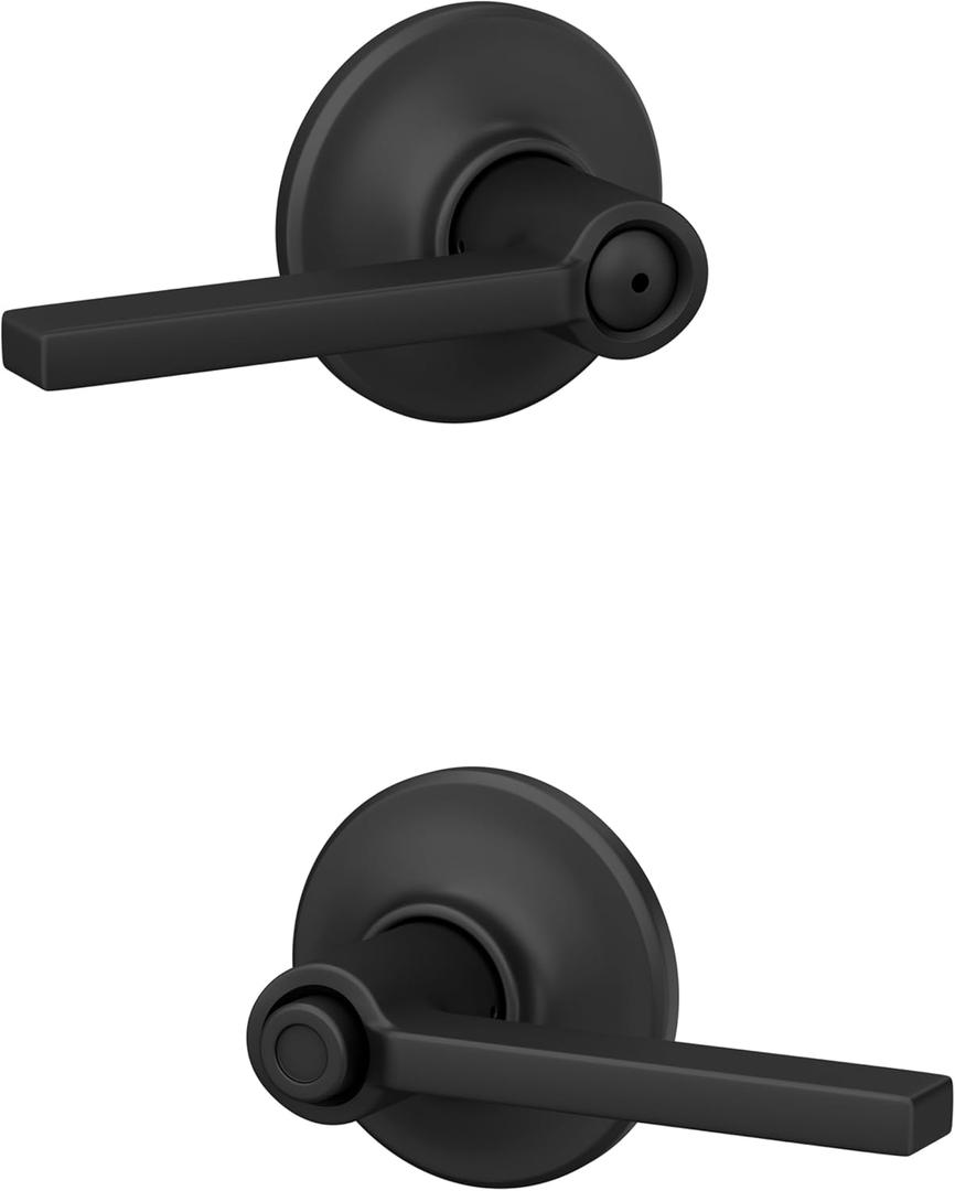 Schlage F40 LAT 622 COH Latitude Door Lever with Cohen Trim, Bed & Bath Privacy Lock, Matte Black