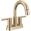 Delta Nicoli Centerset Brushed Gold Bathroom Faucet with Sprayer, 4 Inch 3 Hole Bathroom Sink Faucet with Pull Out Sprayer, Push-Pop Drain, Champagne Bronze 25749LF-CZPD