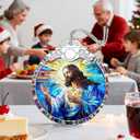 2 x Christian Gifts: Stained Glass Jesus Ornament | Christmas Ornaments (Christmas Tree Ornaments), Religious Holiday Decor, Jesus Christ Decoration, Religious Gifts & Xmas Gift