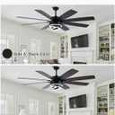 Black Ceiling Fans with Lights and Remote, 72 Inch Indoor/Outdoor Large Modern Ceiling Fan for Living Room Kitchen, Dimmable, 6 Speed Reversible DC Motor, Dual Finish