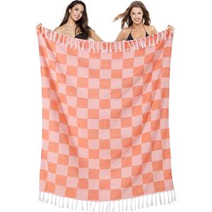 Large Throw Blanket Yoga Blanket Turkish Coral Beach Towel Women Birthday Ideas Mother Day Grandma Wife Sister Grandmother Girlfriend Her Boss Female Teacher Appreciation Thank You Retirement (L50"x69")
