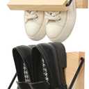 Mifoci 2 Pcs Wall Mounted Shoe Rack Organizer Wooden Modern Compact Wall Space Saving Shoe Holder Storage for Sneaker Footwear Slipper Boots Entryway Narrow Spaces Hallway(9.84'' Long)