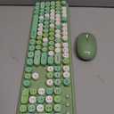 UBOTIE Colorful Wireless Keyboard and Mouse Combos, Retro Typewriter Floating Flexible Full-Sized Keys Computer Keyboard with Optical Mouse, 2.4GHz USB-A Connection for Windows Mac (Green-Colorful)