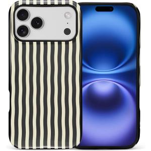 for iPhone 17 Pro Case, Black Stripes Hybrid 2 Layer Hard Shell Silicone Protective Pattern Design Case