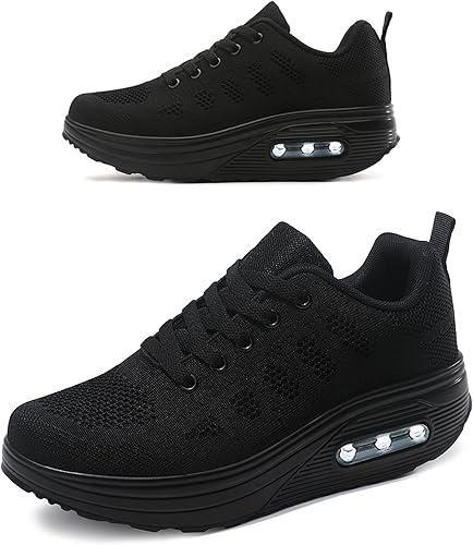 RUIDENG Platform Sneakers for Women Air Cushion | Walking Shoes Women Comfortable All Day | Thick Rocker Bottom 39