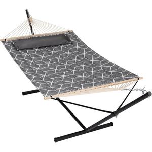 ANOW Double Hammock with Stand Included, 2 Person Hammock with Stand for Outside, 450 LBS Weight Capacity, Gray Cube