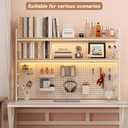 2-Tier Desktop Bookshelf Hutch - Metal Desk Shelf Bookcase with Desk Pegboard Countertop Storage Organizer Rack for Dorm or Office (A, 110cm/43in)