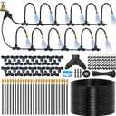 120Ft 1/4" Drip Irrigation System for Garden 26 Adjustable Copper Nozzles, Automatic Atomizing Sprinkler System for Outdoor Plants Raised Bed, Yard, Potted Plants & Lawn