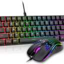 RedThunder 60% Gaming Keyboard and Mouse Combo, Ultra-Compact 61 Keys RGB Backlit Mini Keyboard, Lightweight 7200 DPI Honeycomb Optical, Wired Gaming Set for PC MAC PS5 Xbox Gamer(Black)