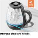 Chefman Electric Kettle with Tea Infuser, 1.7L 1500W, Removable Lid for Easy Cleaning, Boil-Dry Protection, Stainless Steel Filter, BPA Free, Auto Shut Off Hot Water Boiler, Glass Electric Tea Kettle