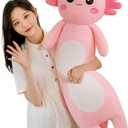 Somao Long Axolotl Plush Pillow, Cute Axolotl Stuffed Animal Body Plush Soft Plushies Doll Toy for Girls Boys(80cm/31.4inch,Pink)