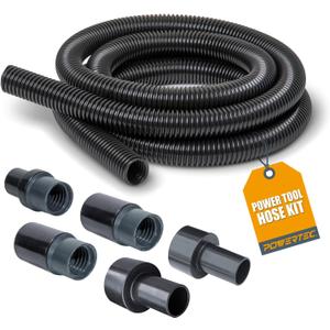 POWERTEC 70347 10 Ft. Dust Collection Hose Kit with 5 Fittings for Woodworking Power Tools Home and Wet/Dry Shop Vacuums