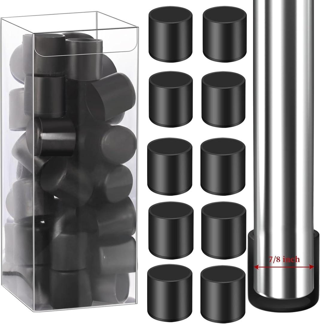 HNYYZL 7/8'' 40Pcs Chair Leg Floor Protectors,Rubber Folding Chair Leg Caps,Rubber Feet,Black