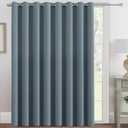H.VERSAILTEX Blackout Patio Curtains 100x84 Inches for Sliding Door Extral Wide Blackout Curtain Panels Thermal Insulated Room Divider - Grommet Top, 7' Tall by 8.5' Wide - Stone Blue