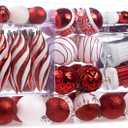87Pcs Christmas Ball Ornaments Set, Assorted Shatterproof Hanging Tree Decorative for Xmas Tree Holiday Party and Home Decor (Red & White)