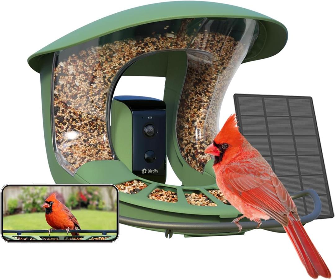 Birdfy 2 Smart Bird Feeder 3 Lenses & 2 Cameras, Dual Angles, Solar-Powered, Wireless Birdwatching, Permanent AI Identify 6000+ Bird Species & Motion Detection, Gift Present