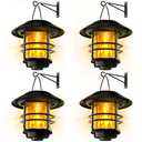 Otdair Solar Wall Lantern Outdoor, Flickering Flames Solar Sconce Lights Outdoor, Hanging Lamps Wall Mount for Front Porch, Patio and Yard, 4 Pack