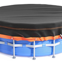 8Ft Round Pool Cover - Solar Covers for Above Ground Pools, Oxford Fabric Pool Covers for Above Ground Pools with Winch and Cable, Waterproof and Dustproof Swimming Pool Cover