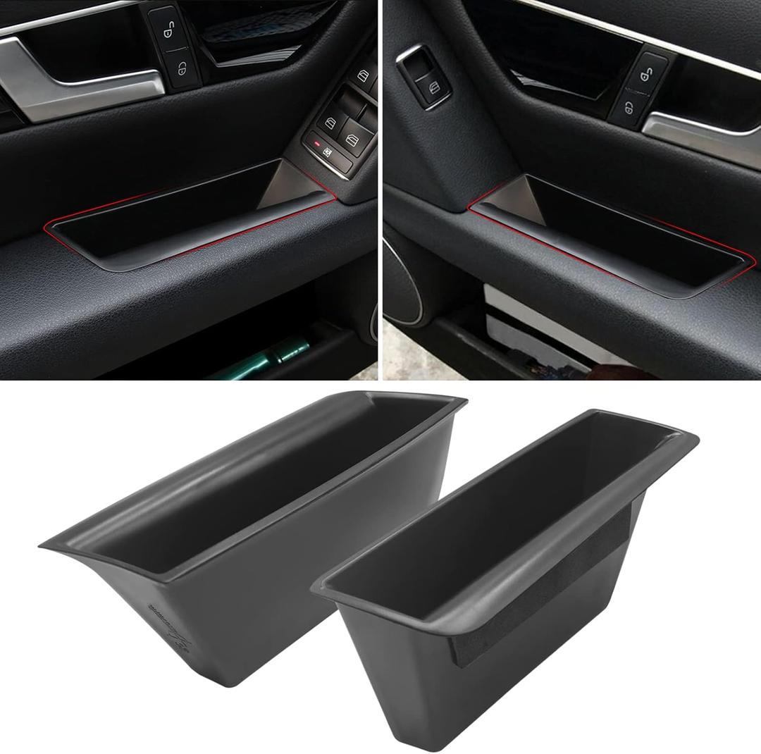 TTCR-II Compatible with Mercedes Benz C Class Door Storage Box W204, 2 Pcs Door Handle Pocket Storage Box Insert for C300 C400 C63 2008-2014 (for Sedan Only, Not for Coupe)