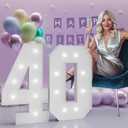 3FT Light Up Numbers 40, 40th Birthday Decorations for Women Men Her Him, Marquee Numbers 3 Feet Tall Light Up Sign for Birthday Party Anniversary Decorations