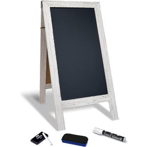 Better Office Products Magnetic A-Frame Chalkboard Sign, Extra Large 20" x 40", Standing Chalkboard Easel, with Chalk Marker + Chalk & Eraser, Sandwich Board Outdoor Sidewalk Sign,(Whitewash)