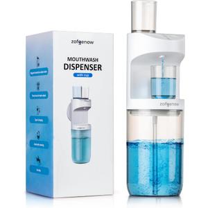 ZOFGENOW Automatic Mouthwash Dispenser for Bathroom, Bathroom Accessories 19.4 Fl Oz Dispensers with Magnetic Cups, Wall Mounted Dispenser, Suitable for All Age Groups, White