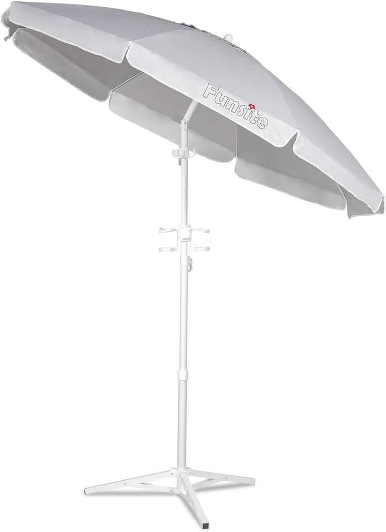 6.5ft Portable Beach Umbrellas for Sand Beach UV 50+ Umbrella with Tilt & Steel Pole, Protection with Heavy Duty Anchor, Patio Umbrella with Carry Bag