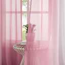 Purainbow Chiffon Sheer Ombre Curtains for Living Room, Grommet Special Crinkle Gradient Pink Semi Sheer Window Treatments Privacy with Light for Bedroom Kids Room, All Season, 52"x63"x2