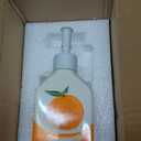 Ceramic Orange Juice Bottle Soap Dispenser, Refillable Lotion Pump Bottle for Bathroom Kitchen Dish Soap