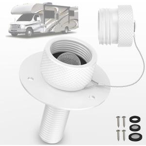 All Metal RV City Water Inlet with Check Valve RV Water Inlet -rv Water Fill Inlet Leak Proof & Universal Fit for RV Camper Motorhome Trailer Marine -White
