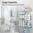 Liuoud 5 Pack Shower Caddy Organizer Rack Shelf for Inside Shower, Self Adhesive Bathroom Wall Storage Basket Rustproof Stainless Steel Large Capacity Shampoo Holder, Silver