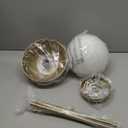 LMS Modern Pendant Lighting Gold Globe Pendant Light Fixture, Mid Century Chandelier One Light Hanging Fixture for Kitchen Island, Adjustable Indoor Lighting for Dinning Room Bedroom, LMS-187 (8" White Glass, 1 pack)