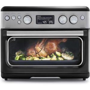 GreenPan 13-in-1 Elite Countertop Convection Oven & Air Fryer, PFAS-Free Ceramic Tray & Pizza Pan, Adjustable Racks, Multifunction Presets, Toaster, Bake, Broil, Roast, Proof, Dehydrate, Black